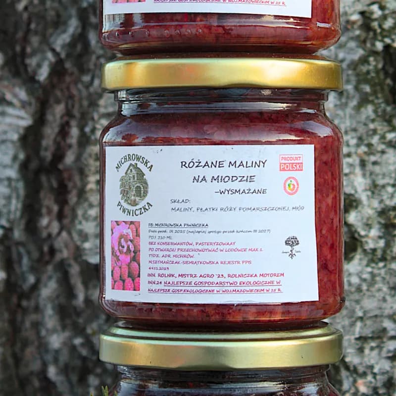 Różane maliny w miodzie EKO 210 ml