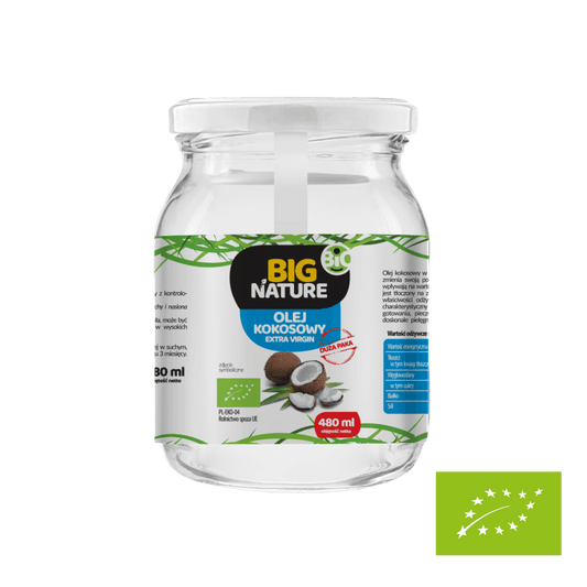 Olej kokosowy extra virgin tłoczony na zimno BIO 480 ml